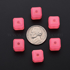 模造ゼリーアクリルビーズ  キューブ  ショッキングピンク  11.5x11x11mm  穴：2.5mm  約528個/500g&nbsp;LS-MACR-S373-89-E09