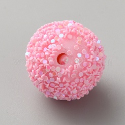 不透明なアクリルグリッタービーズ  ラウンド  ピンク  20~20.5x18.5~19.5mm  穴：2.5mm&nbsp;FIND-CJC0010-111A-22