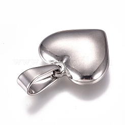 変色しにくい304ステンレススチールペンダント  ハート  ステンレス鋼色  19.5x20x5.5mm  穴：7x3mm&nbsp;STAS-I135-19P