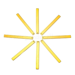 真鍮製ビッグサイズペンダントトップ  空白タグのスタンプ  長方形  18KGP本金メッキ  55x5x1mm  穴：1mm&nbsp;KK-WH0037-13G