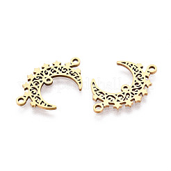 201 Stainless Steel Laser Cut Crescent Moon/Double Horn Chandelier Component Links&nbsp;STAS-T066-93G