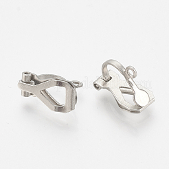 変色しにくい304ステンレススチールのクリップ式イヤリング金具  ステンレス鋼色  12x6x9mm  穴：1mm&nbsp;STAS-T037-02