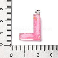 蓄光樹脂チャーム  暗闇で光る  プラチナメッキループ付き  文字L  文字l  24x16.5x5.5mm  穴：1.8mm&nbsp;X1-RESI-I059-L01
