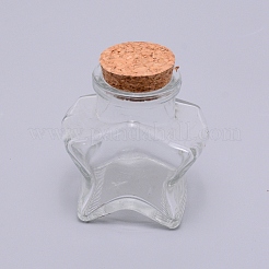 ガラス瓶  コルクプラグ付き  ウィッシングボトル  スター  透明  4.35x6.55x7.65cm  容量：50ml（1.69液量オンス）&nbsp;CON-WH0076-21