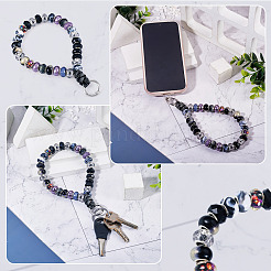 Resin Rondelle Bead with Polyester & Spandex Cord Phone Hand Strap Chains&nbsp;HJEW-TADJ0008