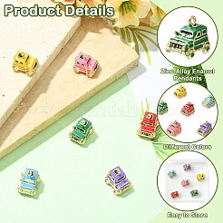 6本6色亜鉛合金エナメルペンダント  車  ゴールドカラー  ミックスカラー  16x13x11mm  穴：1.4mm  1pc /カラー&nbsp;ENAM-CJ0007-33