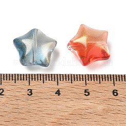 ベーキングペイント透明ガラスビーズ  スター  グリッターパウダー付き  ツートン  ミックスカラー  15x16x9mm  穴：1.4mm&nbsp;GL-CBA7B2B-08