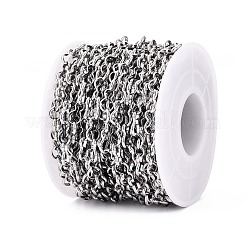 304ステンレス鋼ひょうたんリンクチェーン  スプールで  ハンダ付け  変色なし  ステンレス鋼色  8.5x5x1mm  約32.81フィート（10m）/ロール&nbsp;CHS-Q009-08P-02