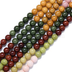 天然石マレーシアジェイドビーズ連売り  染め＆加熱  ラウンド  ミックスカラー  8mm  穴：1mm  約48個/連  15.08''~15.16''（38.3~38.5センチメートル）&nbsp;G-B165-C07-8mm