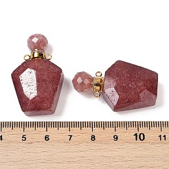Natural Strawberry Quartz Openable Perfume Bottle Pendants&nbsp;G-I381-02G-03