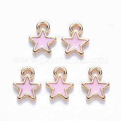 合金エナメルチャーム  スター  ライトゴールド  ピンク  9x7x1mm  穴：1.2mm&nbsp;ENAM-S121-029A