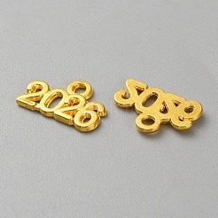 合金ペンダント  ナンバー2026チャーム  ゴールドカラー  9x14x1.3mm  穴：1.8mm&nbsp;FIND-TAC0017-59G