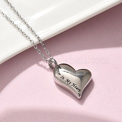 304 ステンレススチール 永遠に私の心の中に 記念品 遺灰 メモリアルペンダントネックレス  ステンレス鋼色  21.97インチ（55.8cm）&nbsp;NJEW-P326-04P