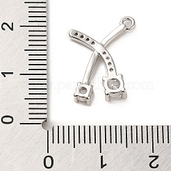 真鍮製マイクロパヴェキュービックジルコニアペンダント  プラチナ  13x18.5x3mm  穴：1.4mm&nbsp;ZIRC-P113-04P