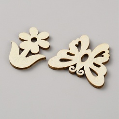 染色されていない木片  未完成の木材  混合図形  22~29.5x23~39x2.3mm&nbsp;DIY-WH20076-37B