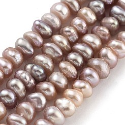 天然養殖淡水パールビーズ連売り  ロンデル  ロージーブラウン  3~3.5mm  穴：0.6mm  約66個/連  7.09インチ（18cm）&nbsp;PEAR-C003-32C