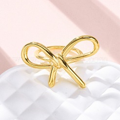 女性用304ステンレススチール指輪  イオンプレーティング（ip）  蝶結び  ゴールドカラー  usサイズ7（17.3mm）&nbsp;RJEW-B121-07B-G