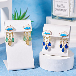 2 Pairs 2 Colors Teardrop Alloy Enamel Dangle Stud Earrings for Women&nbsp;EJEW-TA0001-49A