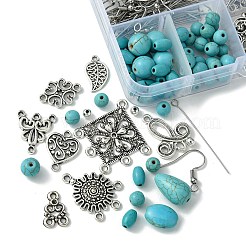 Tibetan Style Chandelier Components and Pendants with Synthetic Turquoise Beads Sets&nbsp;DIY-FS0005-75