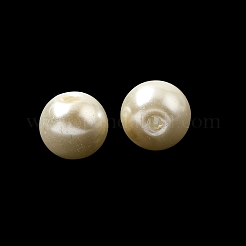 真珠のようなガラスの模造真珠ビーズ  ラウンド  レモンシフォン  8~8.5x8mm  穴：1.5mm&nbsp;LS-HY-XCP0001-31