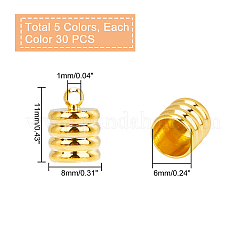 真鍮コードエンドセット  ミックスカラー  11x8mm  穴：1mm  内径：6mm  5色  30個/カラー  150個/箱&nbsp;KK-PH0004-41