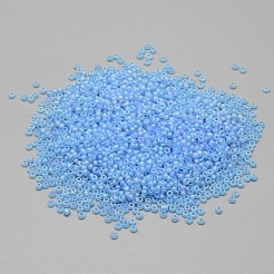 12/0 FGBグレードAラウンドガラスシードビーズ  透明なつや消しスタイル  ABカラーメッキ  ディープスカイブルー  2x1.5mm  穴：0.8mm  約30000個/袋&nbsp;SEED-Q010-M546