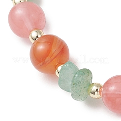 Cherry Quartz Glass & Natural Carnelian & Green Aventurine Stretch Bracelets for Women&nbsp;BJEW-JB13185