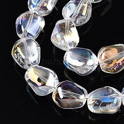 電気メッキガラスビーズセット  ナゲット  透明  12x10.5x7.5mm  穴：1mm  約50個/連  23.62''（60センチメートル）&nbsp;EGLA-T021-08B