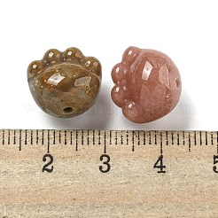 天然アラシャン瑪瑙の彫刻ビーズ  猫の足のプリント  12.5x14x12mm  穴：1.4mm&nbsp;G-M442-03
