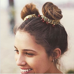 合金の毛が付いています  お団子ケージ  ヘアクリップ  ヘアピン  タッセル付きカフリング  暗赤色  スティック：110mm&nbsp;OHAR-PW0001-375B