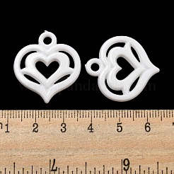 バレンタインデーの不透明アクリルパーツ  ハートチャーム  ホワイト  27x25x4mm  穴：3mm  約467個/500g&nbsp;SACR-L007-042A