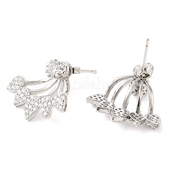Cubic Zirconia Teardrop Front Back Stud Earrings&nbsp;EJEW-Q770-04P