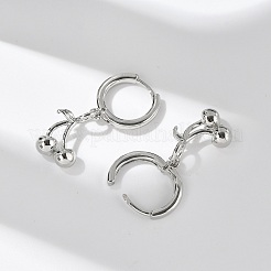 真鍮のチェリーフープピアス  ラックめっき  長持ちメッキ  鉛フリー＆カドミウムフリー  18KGP本金メッキ  29.5x9.5mm&nbsp;EJEW-M077-19P-03
