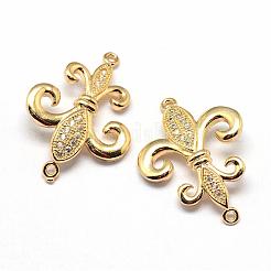 Rack Plating Brass Cubic Zirconia Links&nbsp;ZIRC-S019-01G