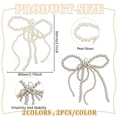 4Pcs 2 Styles Bowknot Plastic Imitation Pearl Shoe Charms&nbsp;AJEW-HY0001-93