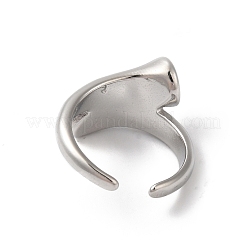 女性用シェルオープンカフリング  304ステンレスバイパス指輪  18KGP本金メッキ  ステンレス鋼色  ホワイト  10.5mm  内径: 調節可能&nbsp;RJEW-C091-03P-01