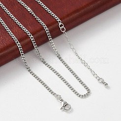 女性用真鍮カーブチェーンネックレス  304ステンレススチール製カニカン付き  ラックめっき  鉛フリー＆カドミウムフリー  長持ちメッキ  プラチナ  17.72インチ（45cm）&nbsp;NJEW-D302-31P