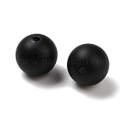 つや消しプラスチック製模造真珠ビーズ  ラウンド  ブラック  8mm  穴：1.4mm&nbsp;KY-F022-8mm-05