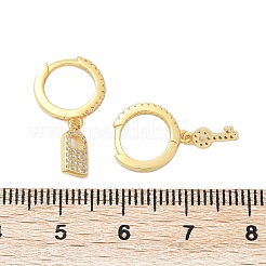 Lock & Key 925 Sterling Silver Micro Pave Clear Cubic Zirconia Hoop Earrings for Women&nbsp;EJEW-G427-01G-03