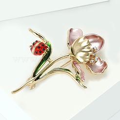Lotus & Ladybug Enamel Pins&nbsp;JEWB-B035-03G