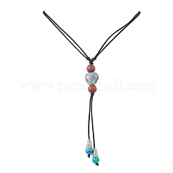 3Pcs 3 Styles Retro Glass & Porcelain & Alloy Snake Adjustable Nylon Cord Y Necklaces for Women&nbsp;NJEW-JN05360
