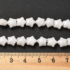 天然石ホワイトジェイドビーズ連売り  スター  7.5x7.5x4.5mm  穴：0.7mm  約56個/連  14.96インチ（38cm）&nbsp;G-Z080-A23-8mm