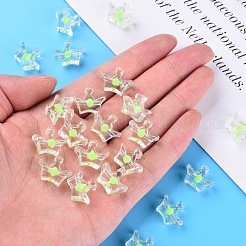 透明なアクリルビーズ  二層ビーズ  クラウン  芝生の緑  14x17.5x7mm  穴：2mm  約581個/500g&nbsp;MACR-S373-105-B06