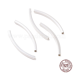 925純銀製のチューブビーズ  カーブチューブ  正方形  銀  30x2x2mm  穴：1.2mm  約17個/10g&nbsp;STER-D035-14S