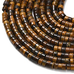 天然石タイガーアイビーズ連売り  ディスク  ヒシビーズ  グレードAB  4x2~2.5mm  穴：0.7mm  約158~160個/連  14.96''~15.16''（38~38.5センチメートル）&nbsp;G-Z110-A34-2x4mm-01