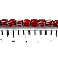 手作りのランプワークシェブロンビーズ連売り  バレル  ファイヤーブリック  6x6mm  穴：1mm  約63個/連  15.16''（38.5センチメートル）&nbsp;LAMP-K041-01A-09