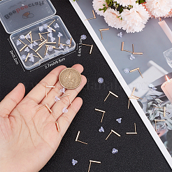 40 個の真鍮のスタッドのイヤリングパーツ  穴と50個のプラスチック製イヤーナット付き  長方形の棒  18KGP本金メッキ  12.5x1.5mm  穴：0.8mm  ピン：0.7mm&nbsp;KK-BBC0005-21G