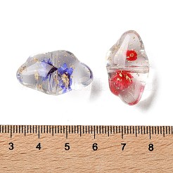 透明樹脂ビーズ  ドライフラワーと金箔入り  雲  16.5x27.5x13mm  穴：2mm&nbsp;RESI-B031-02B