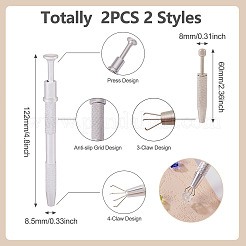 2Pcs 2 Styles Brass & Stainless Steel Rhinestones Claw Tweezers&nbsp;TOOL-TA0001-07