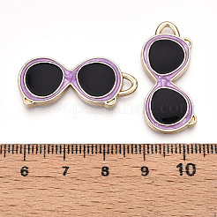 合金エナメルチャーム  ゴールドカラー  メガネチャーム  ミディアム蘭  31x13.5x2~2.5mm  穴：2~3x2mm&nbsp;ENAM-T022-19E